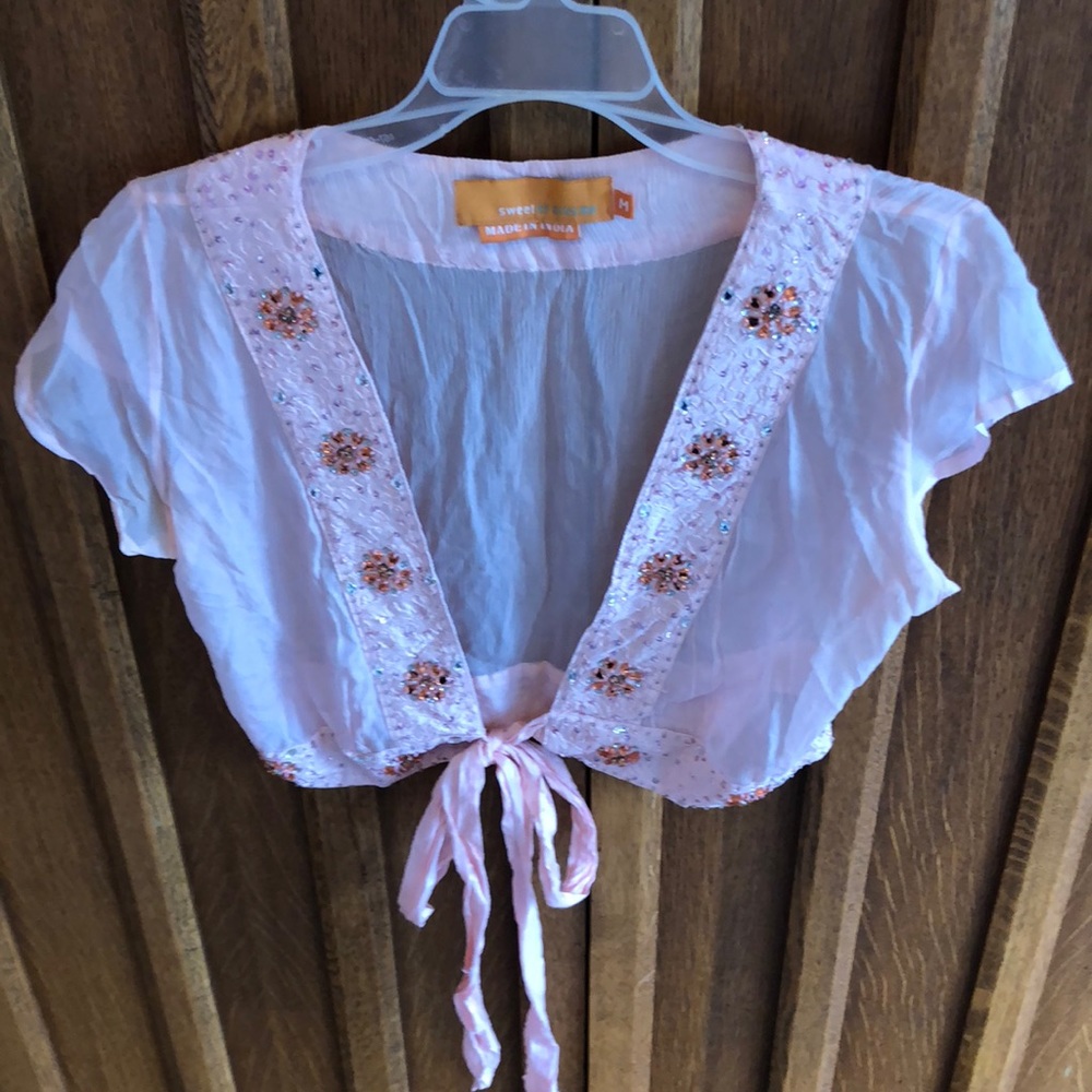 Sweet by MissMe Cropped & Jeweled Blouse